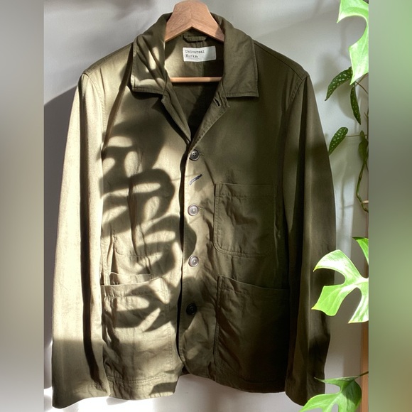 Universal Works Bakers jacket light olive green twill size S - Picture 4 of 8